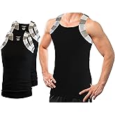 Different Touch 2 Pack Men Square Cut Two Tone Trim Tank Top