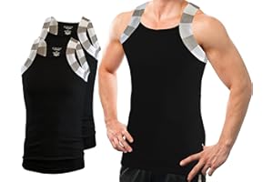Different Touch 2 Pack Men Square Cut Two Tone Trim Tank Top
