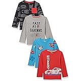 Spotted Zebra Disney | Marvel | Star Wars Boys and Toddlers' Long-Sleeve T-Shirts, Pack of 4