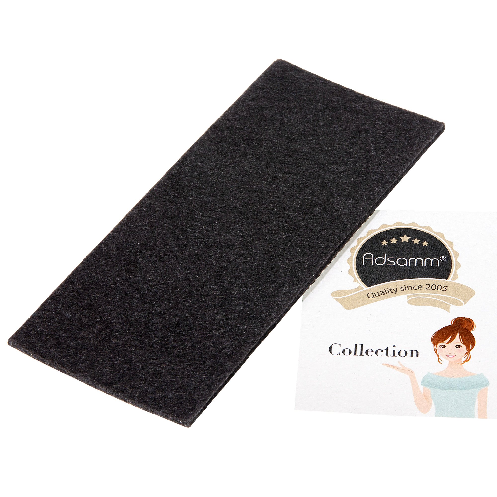 Adsamm® / 1 x self-adhesive Felt Sheet/Black / 3.15x7.09'' (80x180 mm) / rectangular / 0.138'' / 3.5 mm thick stick-on furniture felt glides/Furniture & Chair Glides