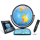 Replogle Globe For Children Interactive 12 Inch Talking World Globe With Stand,Learning Educational Toy4Kids For Classroom Kids Ages 4-8 &amp; Decor