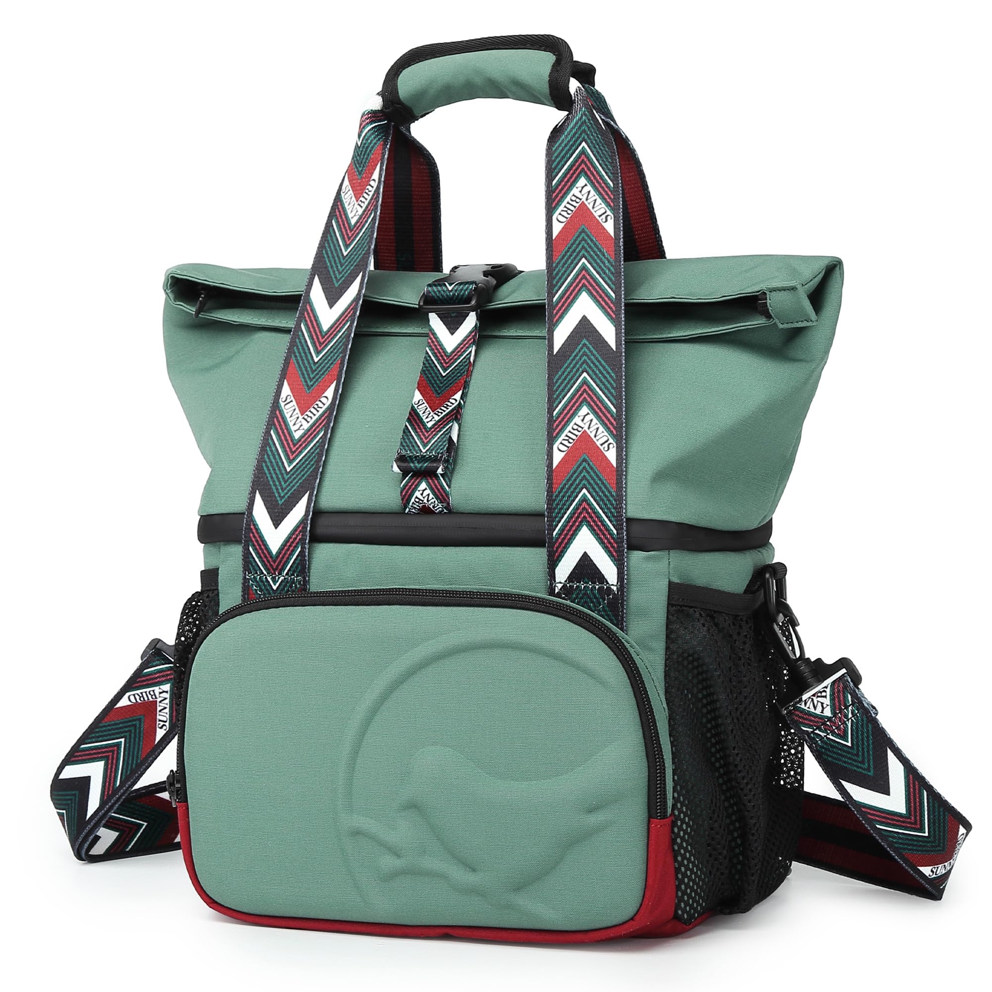 Photo 1 of SUNNY BIRD Dual Compartment Lunch Bag Insulated Lunch Box for Women and Men (Green with boho strap)