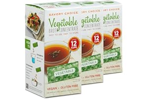 SAVORY CHOICE Vegetable Broth Concentrate, 3 Boxes of 12 Packets (9.6g) - Vegan, Vegetarian, Gluten-Free, Diary-Free Broth Concentrate