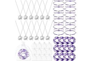 Equsion 12 Set Cheerleader Gifts Bulk Include Cheer Necklace, Cheerleading Adjustable Bracelet, Hair Ties and Organza Bag 12 each, Cheer Accessories for Team Women Teammates