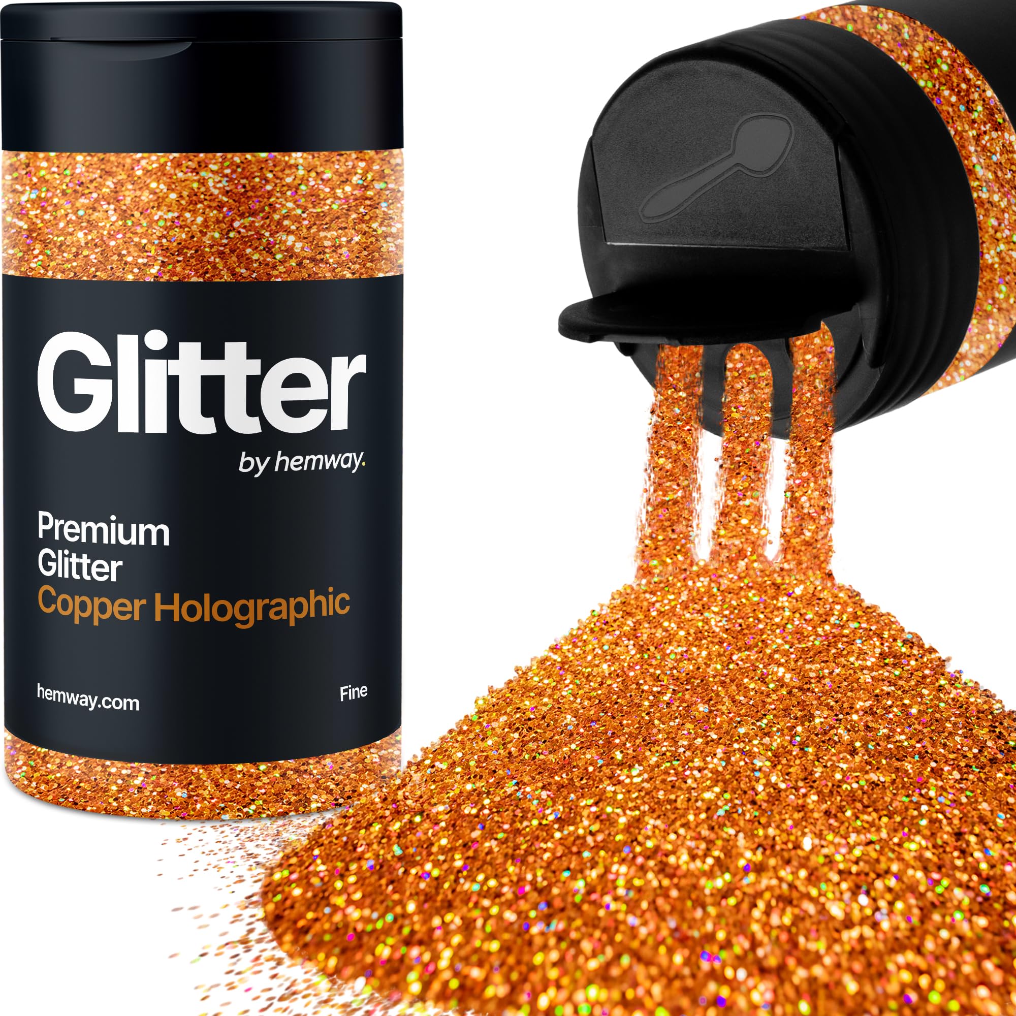 Holographic Copper Glitter Shaker, 130g Fine Glitter, Crafts 1/64" Metallic Flake Copper Sequins, Resin & Epoxy Crafts, Decorating, Halloween, Christmas Nail, Face, Hemway