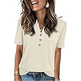 XMTOPYE Womens Summer Tops 2026 Short Sleeve Shirts Beach Vacation Outfits Dressy Casual Blouses