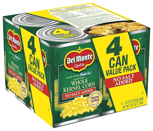 DEL MONTE FRESH CUT GOLDEN SWEET WHOLE KERNEL CORN WITH NO ADDED SALT 4-15.25 OZ. CAN, 15.25 OZ
