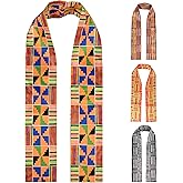 Ulikuwa African Kente Print Stole Sash, Kente Cloth Scarves, Unisex African Scarf for Black History Month & Kwanzaa