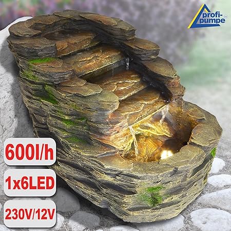 Amur Zimmerbrunnen Gartenbrunnen Brunnen Zierbrunnen Brunnen Springbrunnen Vogelbad Stein Kaskade Alpen Mit Led Licht 230v Wasserfall Wasserspiel Fur Garten Gartenteich Terrasse Teich Balkon Amazon De Garten