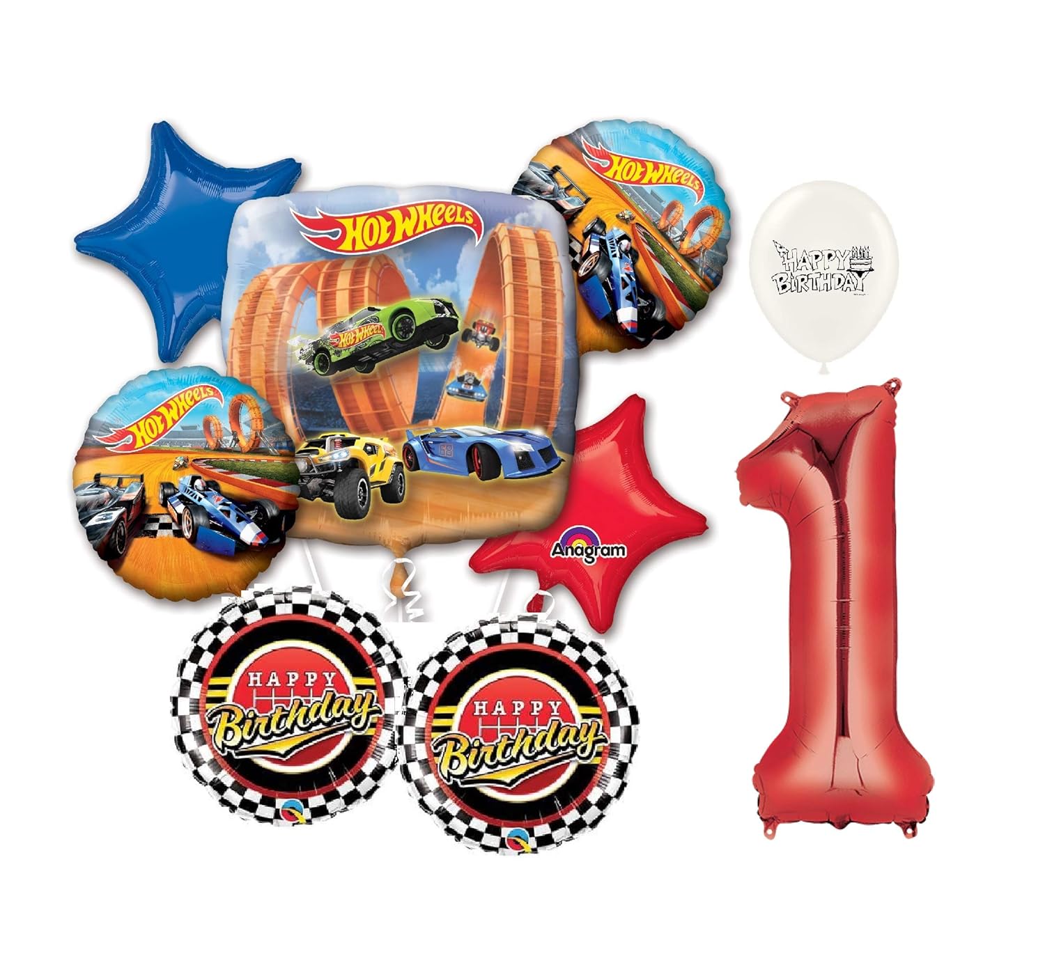 Red Number 1st Birthday Hot Wheels Racing Cars Party Decorations