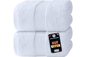White Classic Luxury Bath Sheets Towels for Adults Extra Large 35x70 Inch - 700 GSM Turkish Cotton, Highly Absorbent | Hotel Collection | 2 Pack