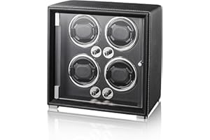 KOHUDIS Watch Winder for 2/4/6/9 Automatic Watches, high-end Leather Making, Super Quiet Mabuchi Motor, Two Power Modes, Built-in led Lights