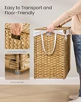 SONGMICS 110 L Laundry Basket with Lid Rattan Wicker Foldable Removable Liner view 4