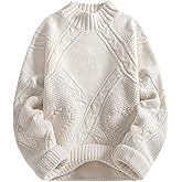 Aelfric Eden Women's Oversized Cable Knit Chunky Sweater Mock Neck Long Sleeve Heart Knit Pullover Sweater 2025 Fall Outfit