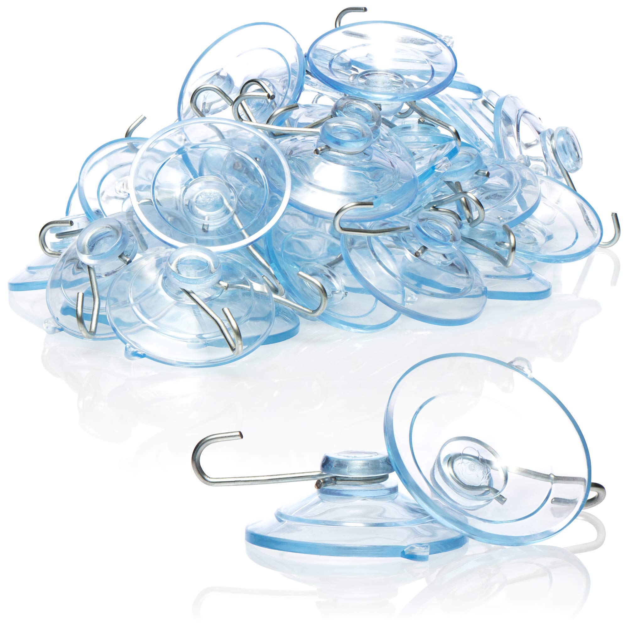 com-four® 40x Suction Cups - Universal Suction Cup Holder with Metal Hooks - Suction Cups for Hanging Fairy Lights, Towels, Decorations (Ø 4.5cm - 40 Pieces)