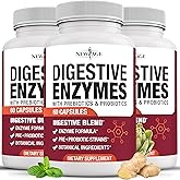 NEW AGE Digestive Enzymes for Gut Health - Probiotic Multi Enzymes with Prebiotics and Probiotics with Lipase for Women and Men for Digestive Health, Daily Enzymes for Digestion - 180 Count