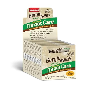 Gargle Away Advanced Throat Care 20 Pk Natural Cold Throat Remedy Sore Throat Relief Laryngitis Mucus Relief Voice Remedy Oral Thrush - 
