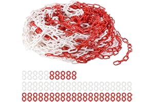PATIKIL Plastic Chain Links, 200 Foot Safety Chains, Red and White Plastic Chains for Barriers, Crowd Control, Queue Lines, Parking, Fences, Gate, Concerts, and Decoration