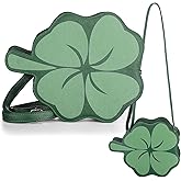 Dansydaisy St. Patrick's Day Cross Body Bag Irish Festival Purse Shamrock Shoulder Bag Faux Leather Handbag Novelty Green Lucky Clover Purse with Strap for Women Travel Irish Halloween Party Favors