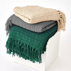 ZIGGUO Thick Chunky Green Knitted Throw Blanket for