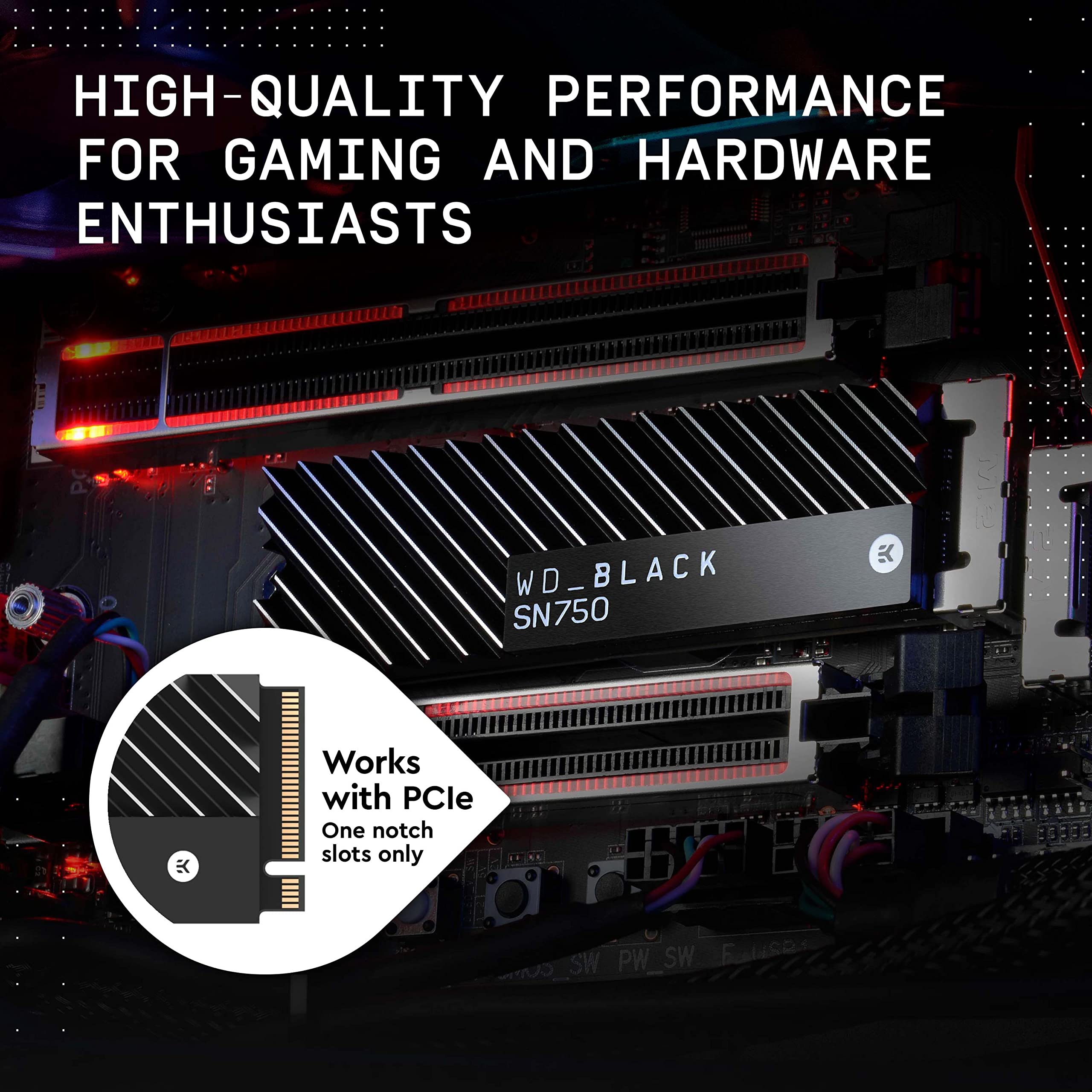WD_BLACK 1TB SN750 NVMe Internal Gaming SSD Solid State Drive with Heatsink - Gen3 PCIe, M.2 2280, 3D NAND, Up to 3,470 MB/s - WDS100T3XHC