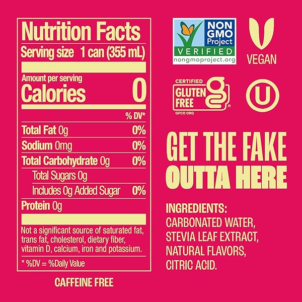 ZEVIA ZERO SUGAR SODA, STRAWBERRY LEMON BURST, 12 OZ CANS (24-PACK) – NATURALLY SWEETENED, ZERO CALORIE SUGAR FREE SODA – NON-GMO PROJECT VERIFIED, GLUTEN-FREE, VEGAN