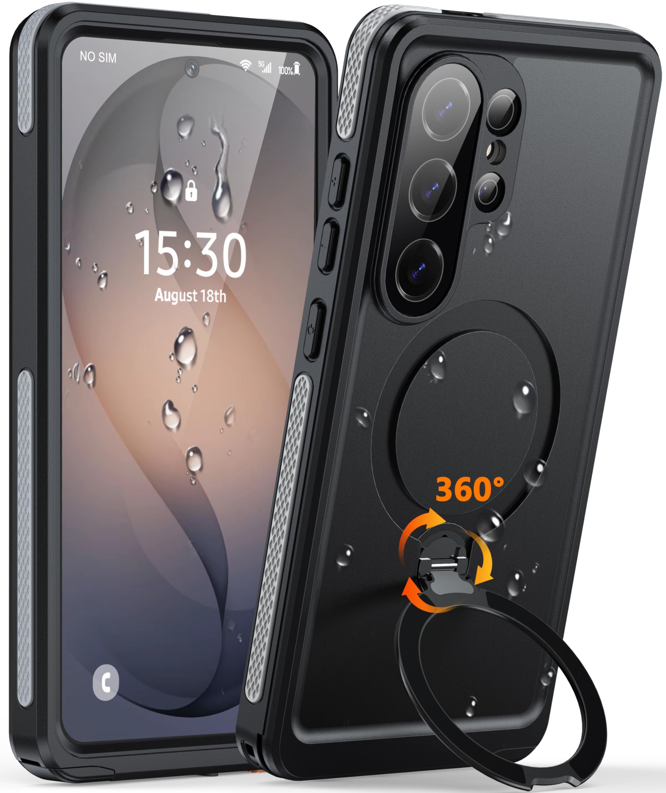 Oterkin 360° Spin Magnetic Stand for Samsung Galaxy S26 Ultra Waterproof Case,[Full Body Protection] [IP68 Waterproof] [Fit for Magsafe] S26 Ultra Shockproof Case with [Built-in Screen&Lens Protector]