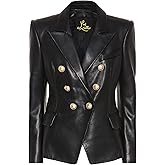 SID Genuine Lambskin Leather Black Women’s Single Button Blazer with Full Sleeves Suit Style for Office Wear