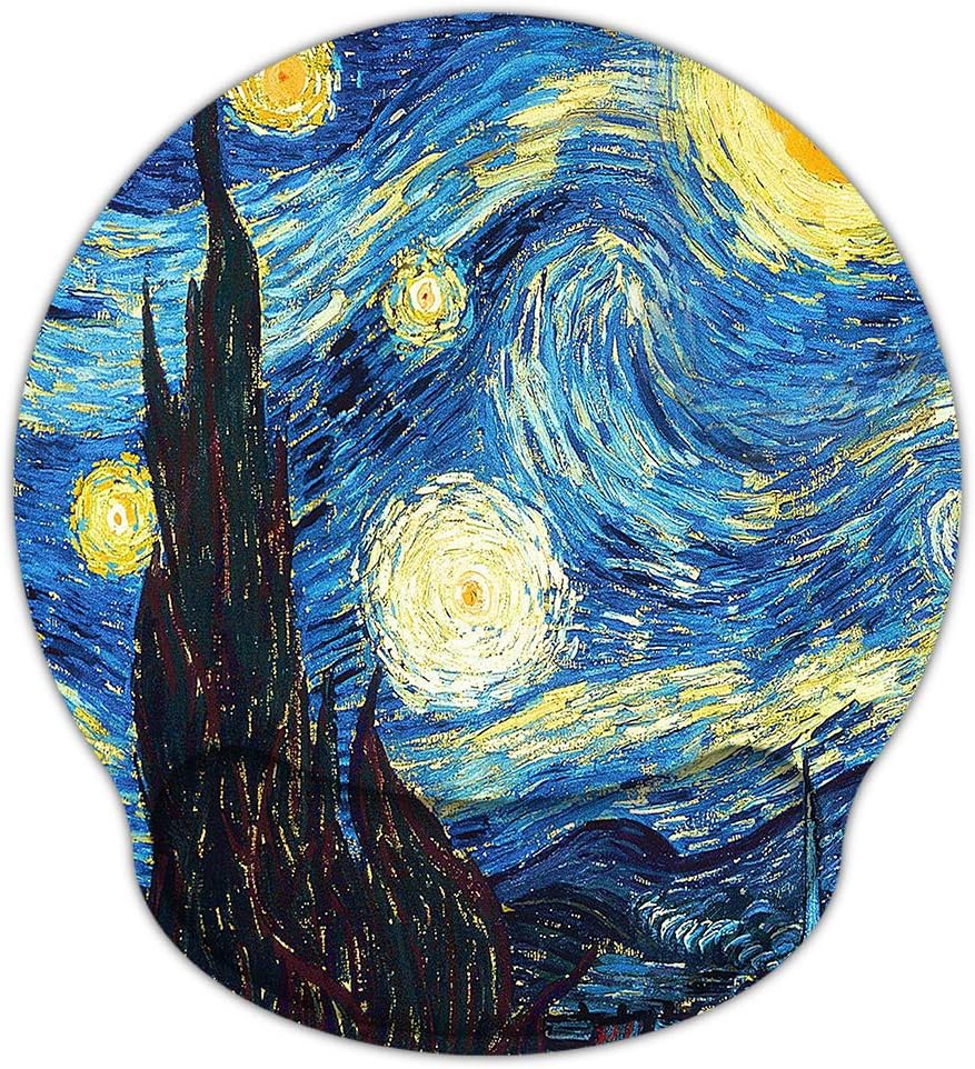 eyscar Mouse Pads for Computers Van Gogh Ergonomic Memory Foam Nonslip Wrist Support-Lightweight Rest Mousepad for Office,Gaming,Computer
