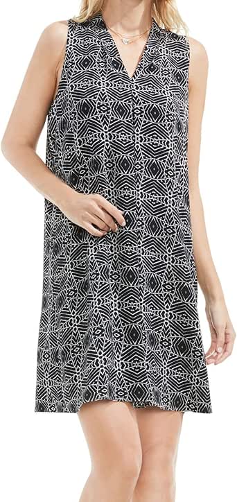 Vince Camuto Womens Sleeveless Yoruba Graphic Invert Pleat