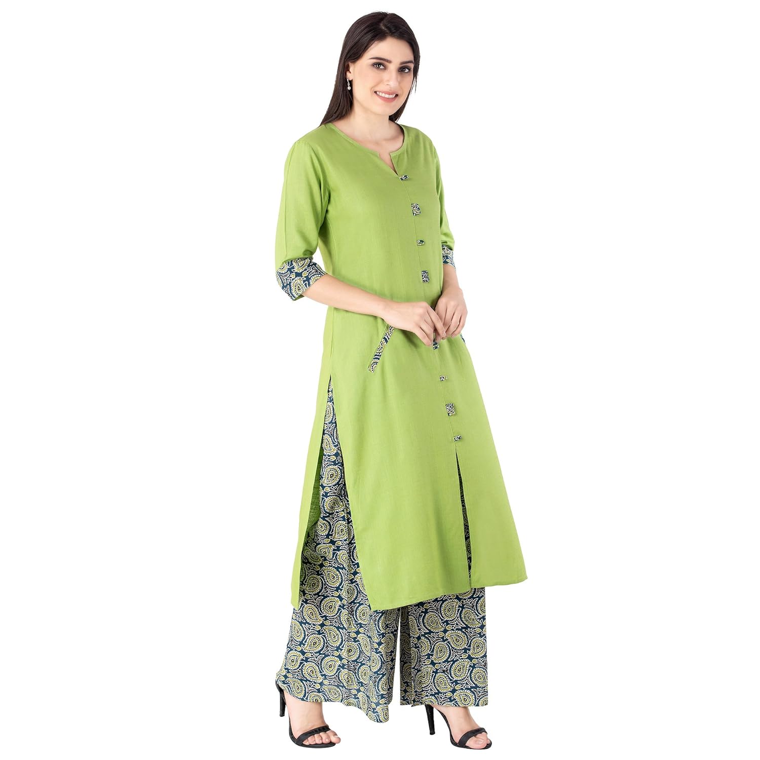 khushal k women's rayon kurta with palazzo set