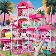 JUKUDAHU Villa Girls Toys for Kids Ages 2 3 4 5 6 7 - DIY Toys with 2 Dolls, Indoor 4-8 Year Old Girl Birthday Gifts, Pretend Playset with Accessories and Furniture, Outdoor Play for Toddlers