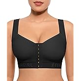 FeelinGirl Post Surgery Bra Front Closure Compression Mastectomy Bra for Women with Wide Adjustable Straps Wirefree Support