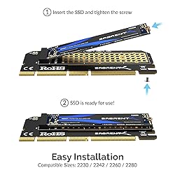 SABRENT NVMe M.2 SSD to PCIe X16/X8/X4 Card with
