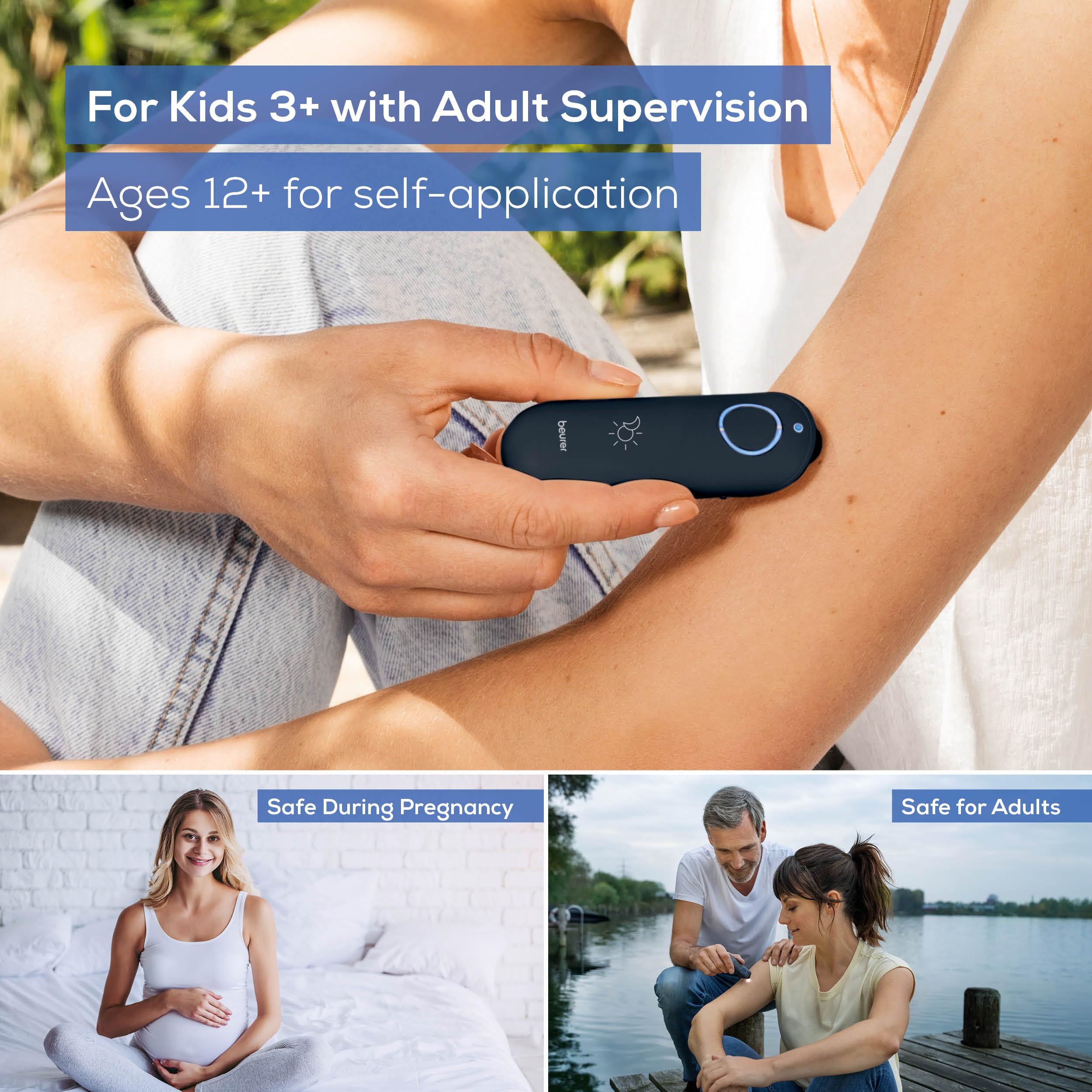 Beurer BR90 Insect Sting and Bite Relief with Light, Chemical-Free Bug Bite Healer for Day and Night, Electronic Heat Device for After Mosquito Bites to Ease Itching and Swelling