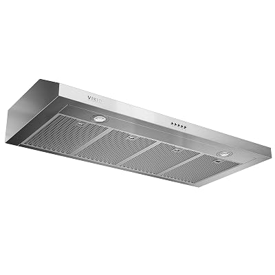 VIKIO HOME Under Cabinet Range Hood 42 Inch, 580 CFM Dual-Motor Kitchen Vent with LED Lights, Button Control, Ducted Vent Hood, Reusable 5-Layer Aluminum Filters, Stainless Steel