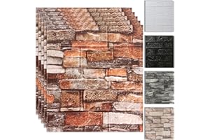 SYYKDEF 10PCS 3D Wall Panels Peel and Stick Foam, Self-Adhesive Decorative 3D Brick Wallpaper Wall Covering, Faux Stone Wall Panel Foam Brick for Living Room, Kitchen, Bathroom