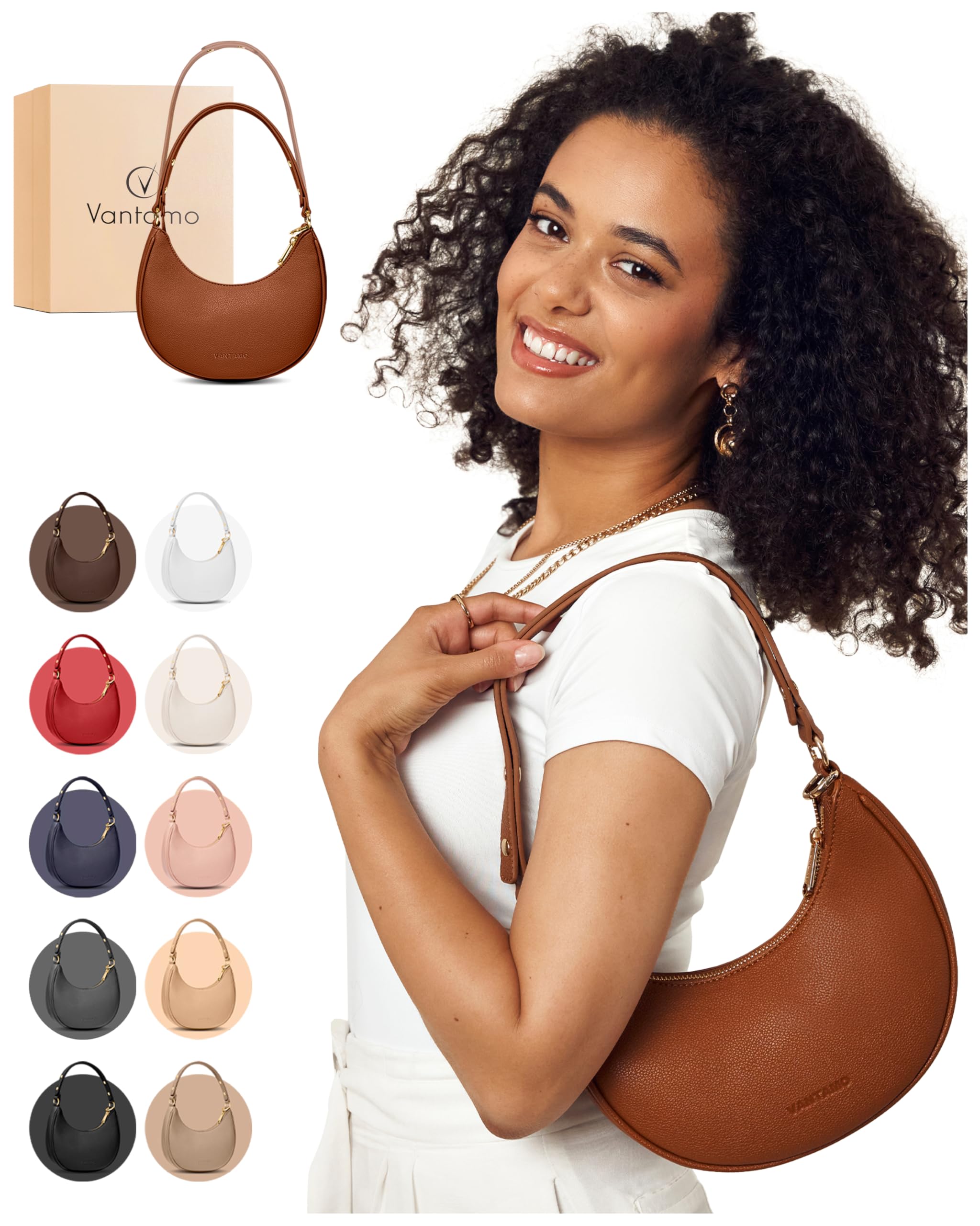 Half Moon Clutch Bag for Women - Faux Leather