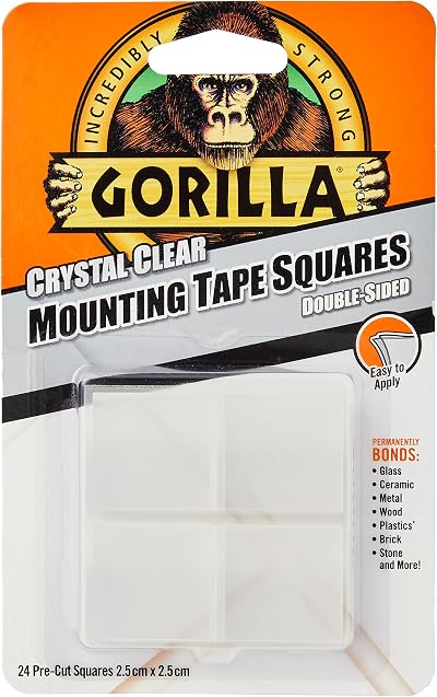 Gorilla Mounting Tape Squares Crystal Clear 1 Pack Brand Gorilla