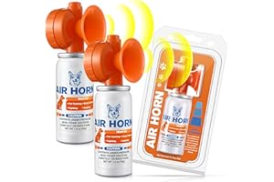 HappyAlley Air Horn, 1.4 oz 120 dB Loud Pet Trainer to Stop Dog Attacking Barking Fighting Jumping, Coyotes Air Horn for Safety, Protect Yourself & Pet While Walking, Orange(2 Pack)