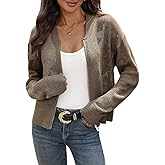 AMZANGEL Women's Zip up Sweaters Jacket Floral Crochet Cardigan Knit Ribbed Long Sleeve Sweater Bomber Jacket