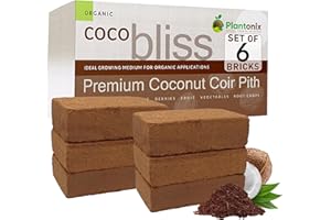 PLANTONIX Coco Bliss 650gm Bricks (6-Pack) - Organic Coco Coir for Plants - OMRI-Listed Coco Coir for Garden Soil & Potting Mixes - Coconut Fiber Mixes with Potting Soil for Indoor Plants & Outdoor Plants