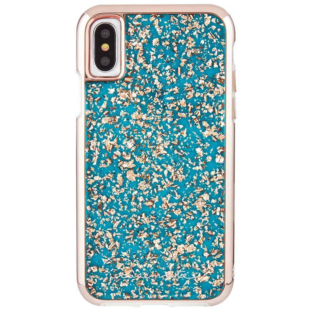 Case-Mate iPhone X Case - KARAT TURQUOISE - Rose Gold Elements - Slim Protective Design for Apple iPhone 10 - Turquoise