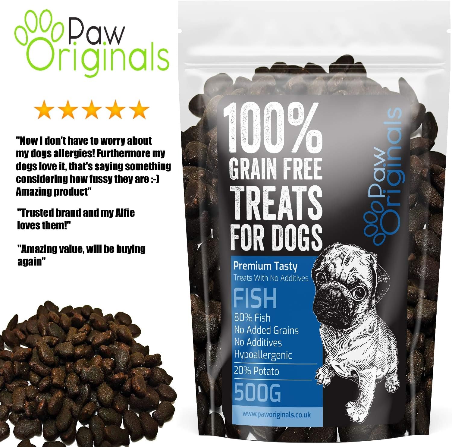 Fish Grain Free Dog Training Treats - 1000 Tasty Treat Pack - Packed With Omega 3,6,9 & D3 - 80% Fish, 20% Potato & Sweet Potato - Hypoallergenic Treats for Dogs with Sensitive Stomachs - Gluten Free - Image 3