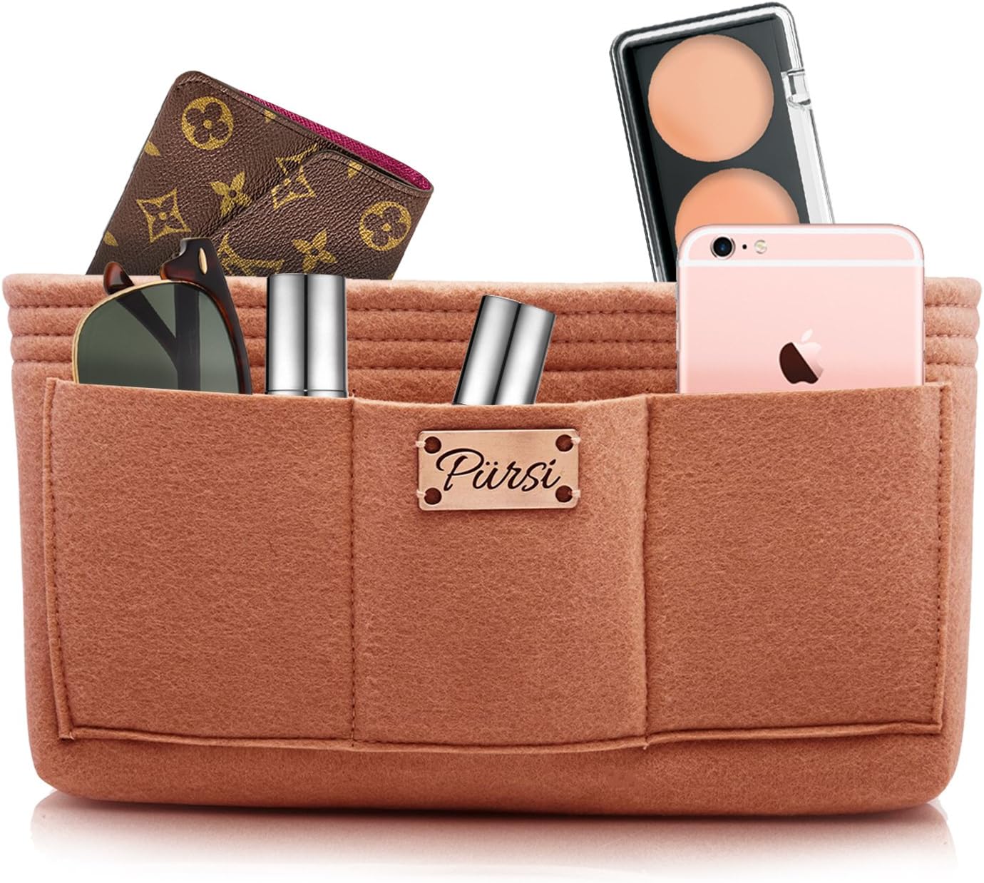Pursi Handbag Purse Organizer Insert - Felt Fabric Multi Compartment Design