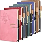 Xinnun 6 Set Tree of Life Refillable Writing Journal for Women Men Christmas Pen and Notebook Gift Set Hardcover Lined Notebooks with Ballpoint Pens for Xmas Employee Coworker Gifts(Bright Color)