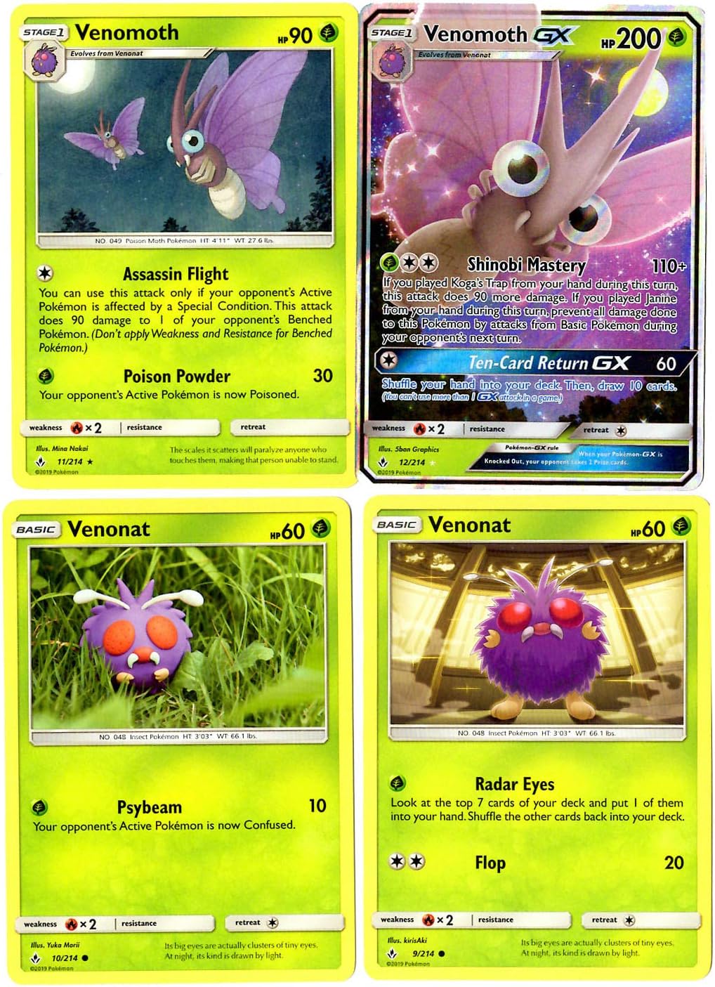 Pokemon Card Venomoth GX Unbroken Bonds 12/214 Ultra Rare Toys & Games