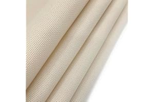 Zhenqing 14CT Aida Cloth - 30x35 Inch Cross Stitch Fabric for Embroidery, Pre-Cut Needlework Material, Acid-Free, Durable Weave(Khaki)