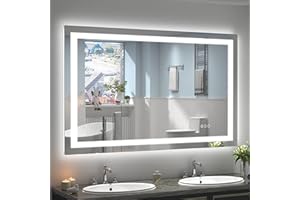 CHARMOR 50x32 LED Bathroom Mirror for Wall, Large Lighted Bathroom Vanity Mirror with Lights, Dimmable, Anti-Fog, 3 Colors, Shatter-Proof (Front Lights+Backlit)