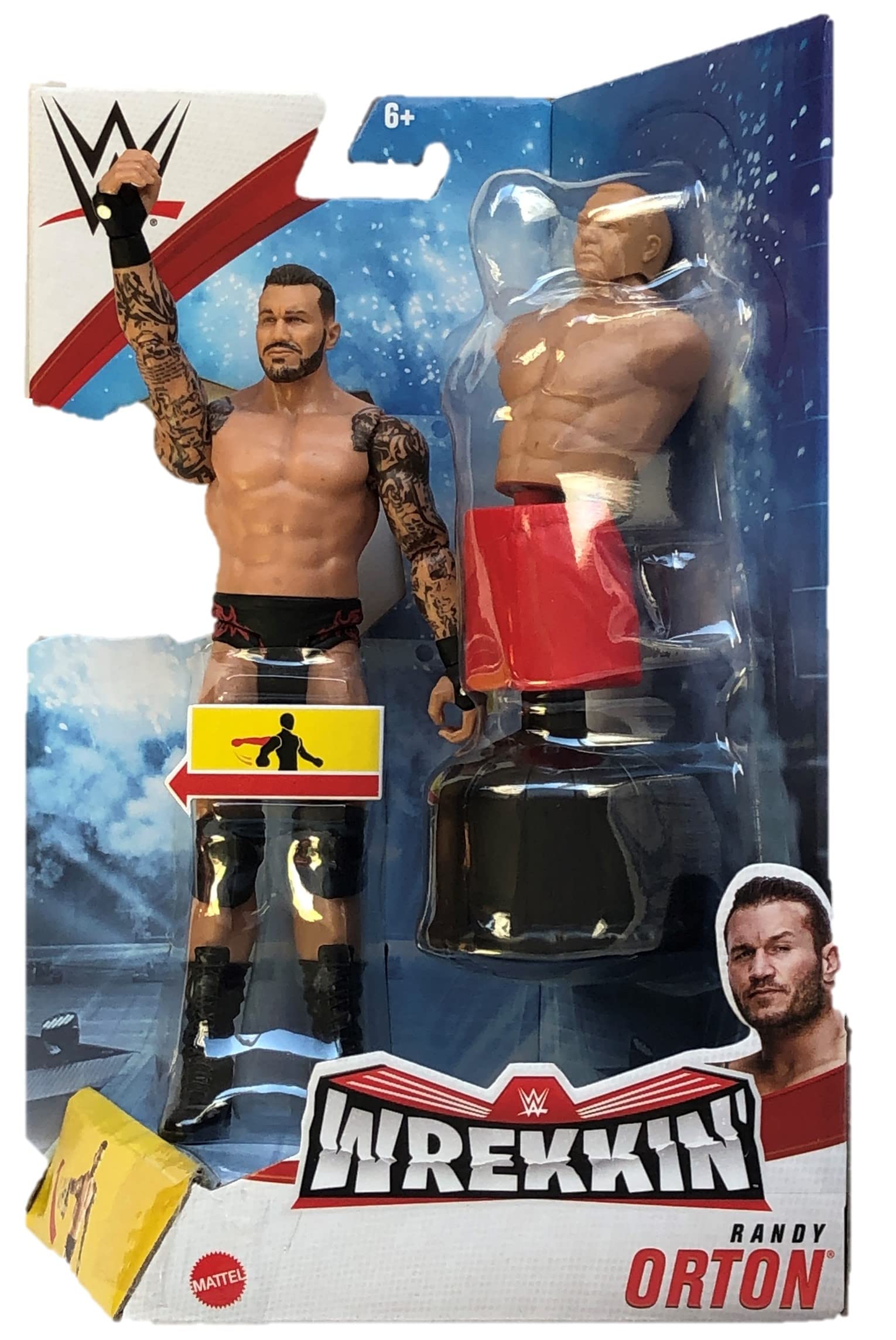 WWE Wrekkin Randy Orton 6-in Action Figure with Punching Action, Gripping Hands & Bendable Chair Accessory, Poseable 6-in Gift for Ages 6 Years Old & Up